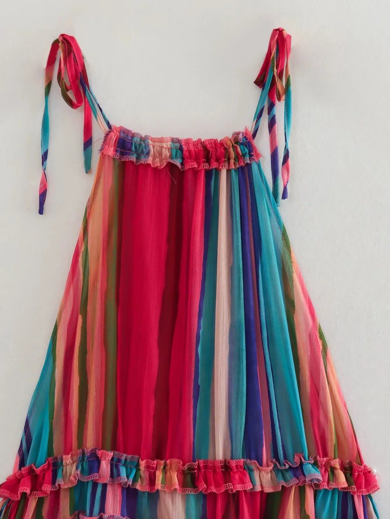 Ladies' Striped Spaghetti Straps Maxi Dress