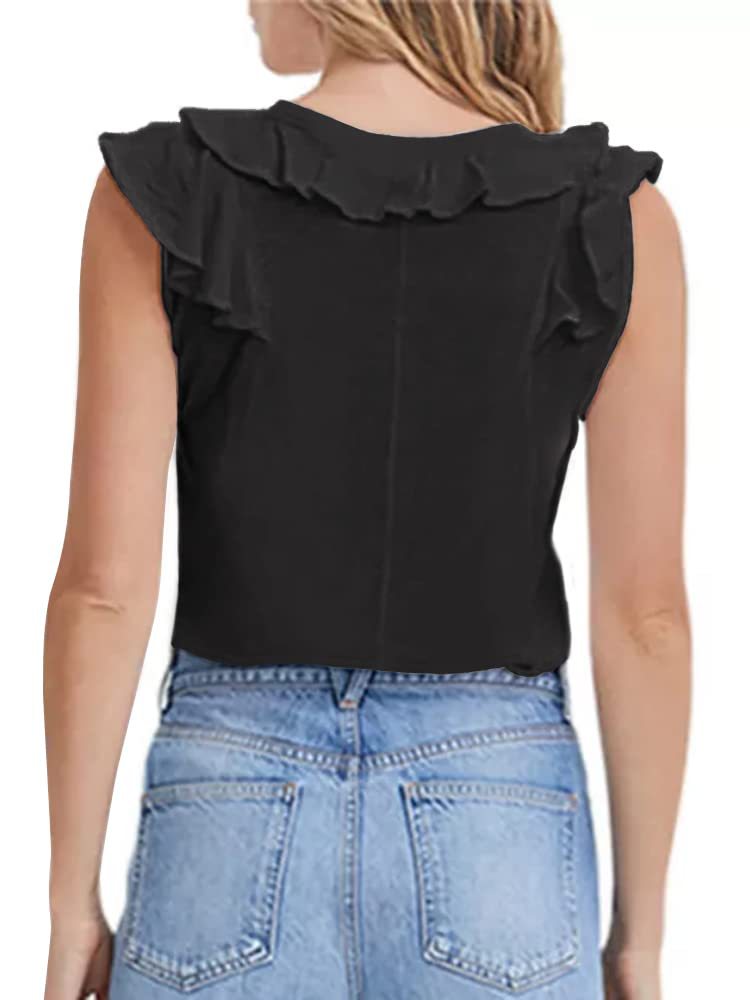 Stylish V-neck Ruffled T-shirt for Women's Fashion