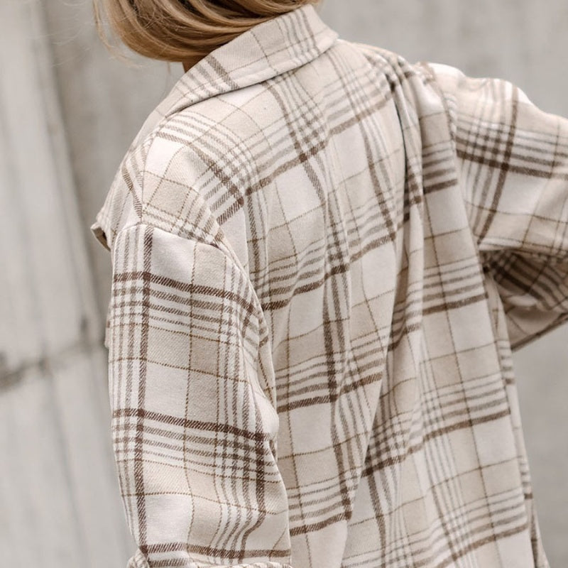 Autumn New Plaid Long-sleeved Coat Women's Loose Casual