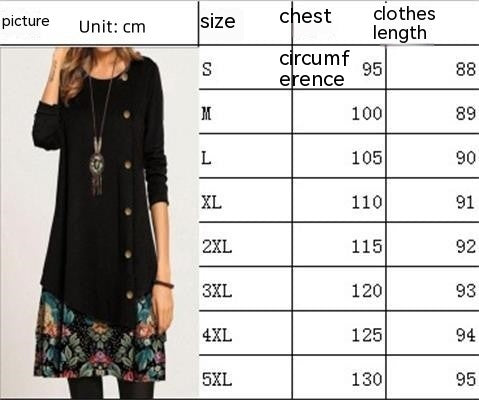 Plus Size Floral Print Long Sleeve Casual Patchwork Women's Dress