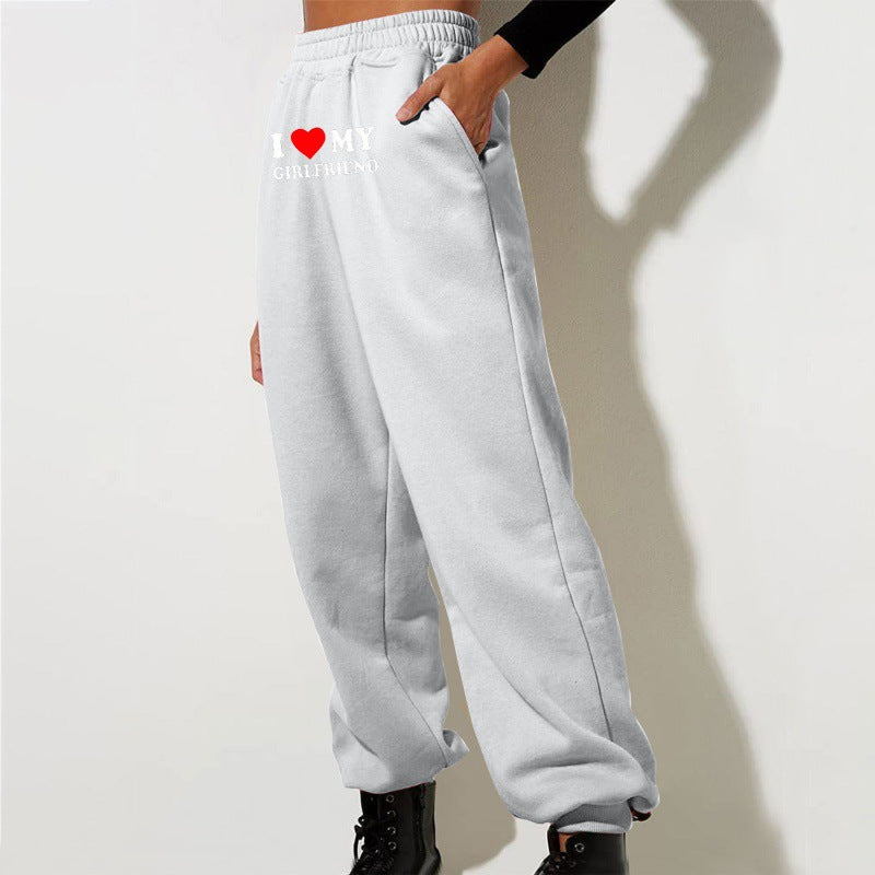 Women's Fashion Printed Casual Loose High Waist Workout Pants