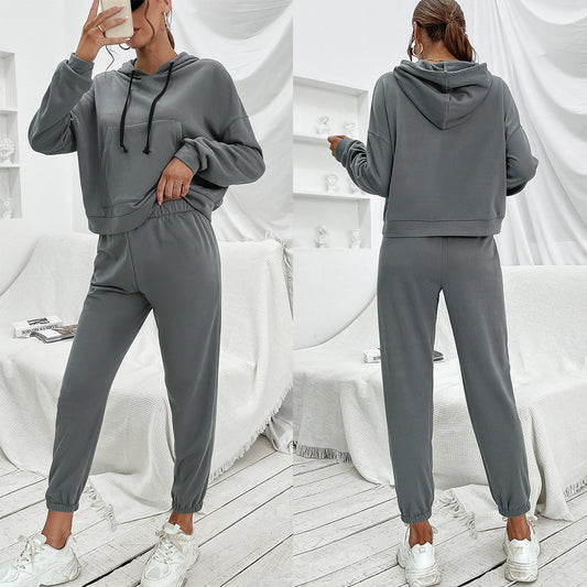 Outdoor Sports Suit: Loose Casual Hooded Sweater in Solid Color