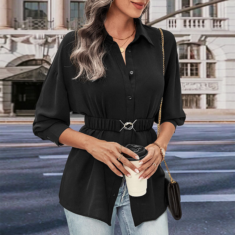 Women's Long-Sleeved Waist Top for Autumn and Winter