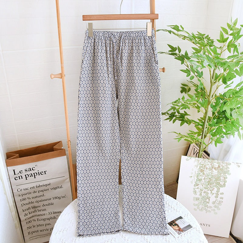 Women's Cotton Crepe Pajama Pants Loose Fit Elastic Waist Sleep Bottoms Breathable Sleep Bottoms