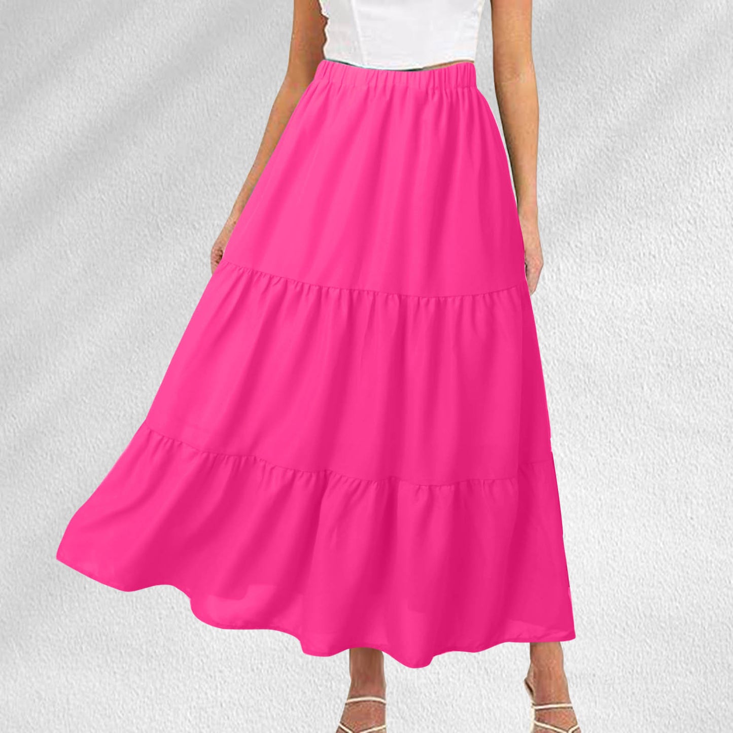 Women's Summer Bohemian Long Skirt Featuring Pockets