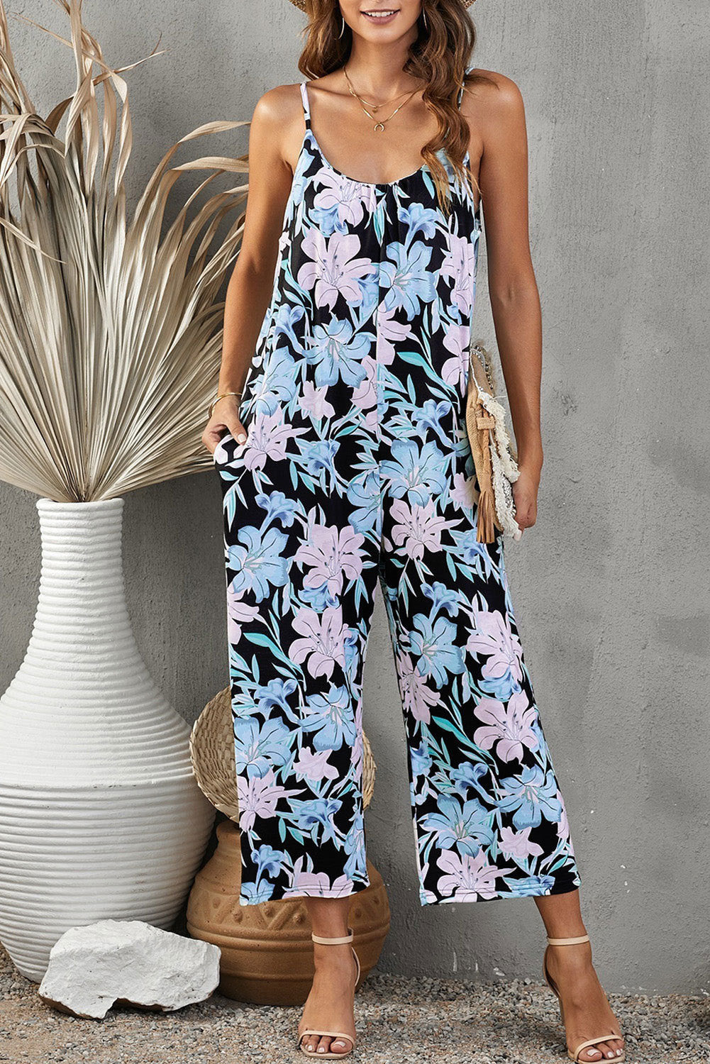 Printed Camisole Strap Jumpsuit with Fashionable Temperament for Women