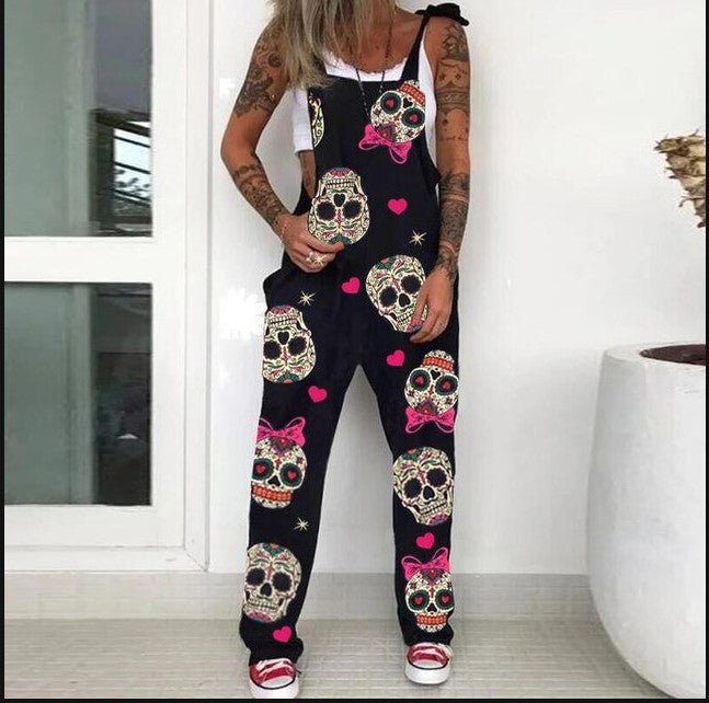 Get the Ultimate Street Style with Skull Print Overalls for Women