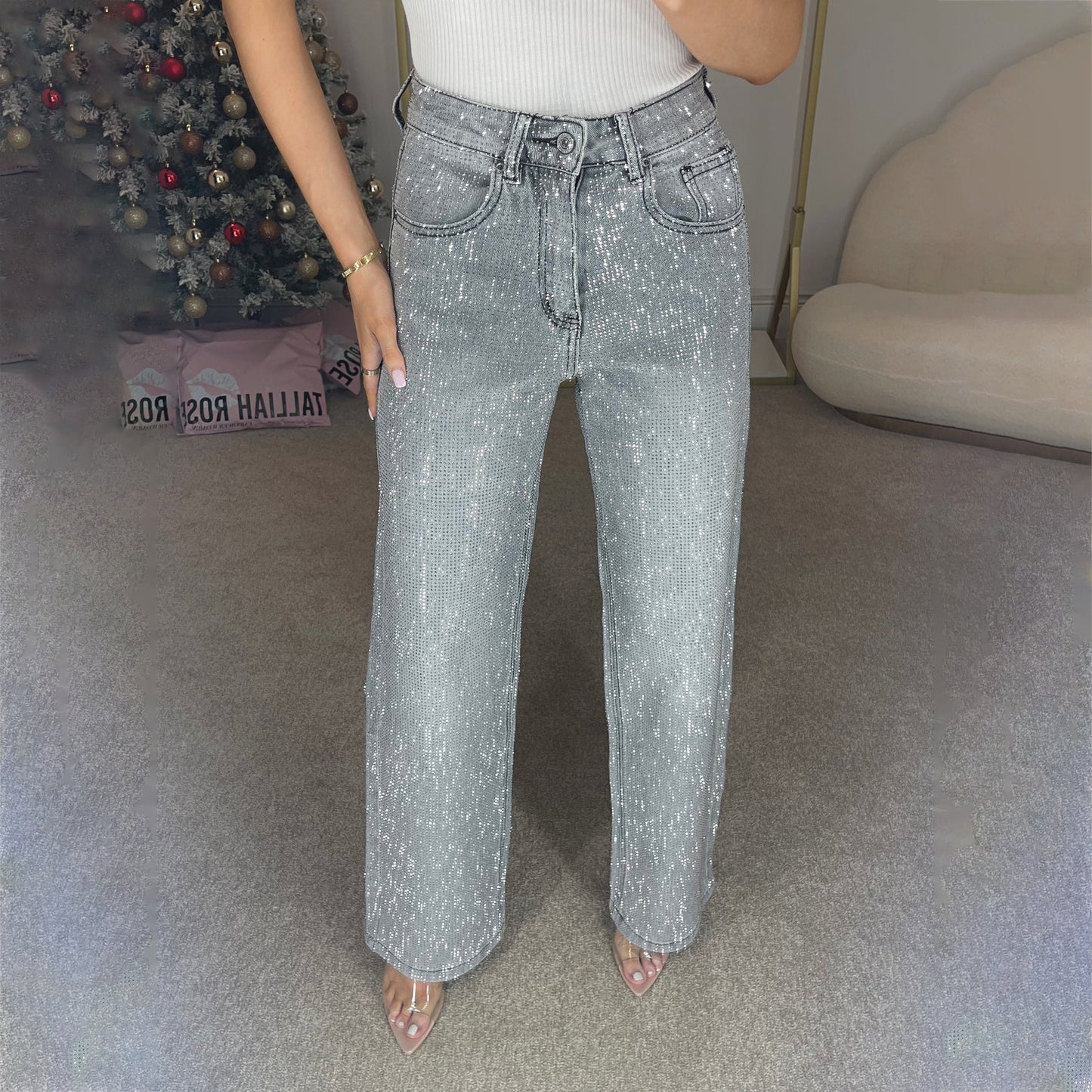 Women's High Waist All-Matching Denim Pants for Summer