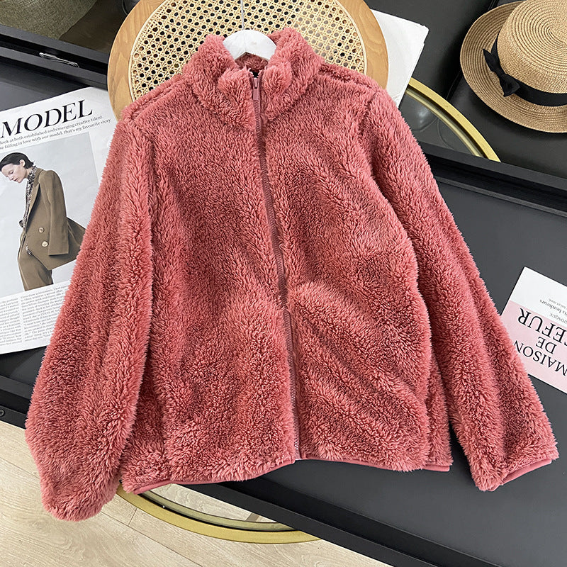 Women's Long Fleece Cardigan – Zipper Coat for Warmth and Style