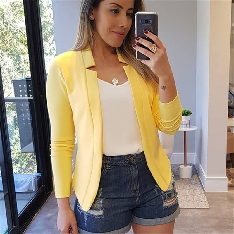 Hot selling solid color casual professional small suit jacket top for women's clothing