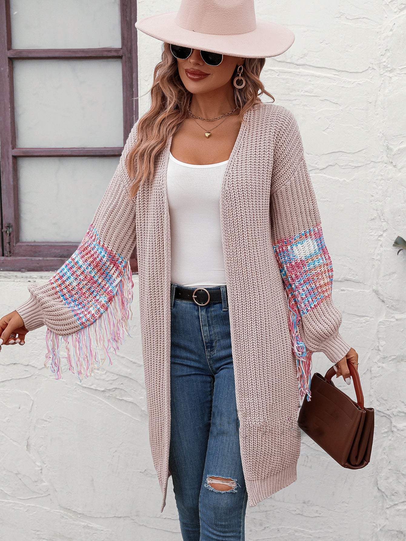 Fashionable tassel knitted sweater