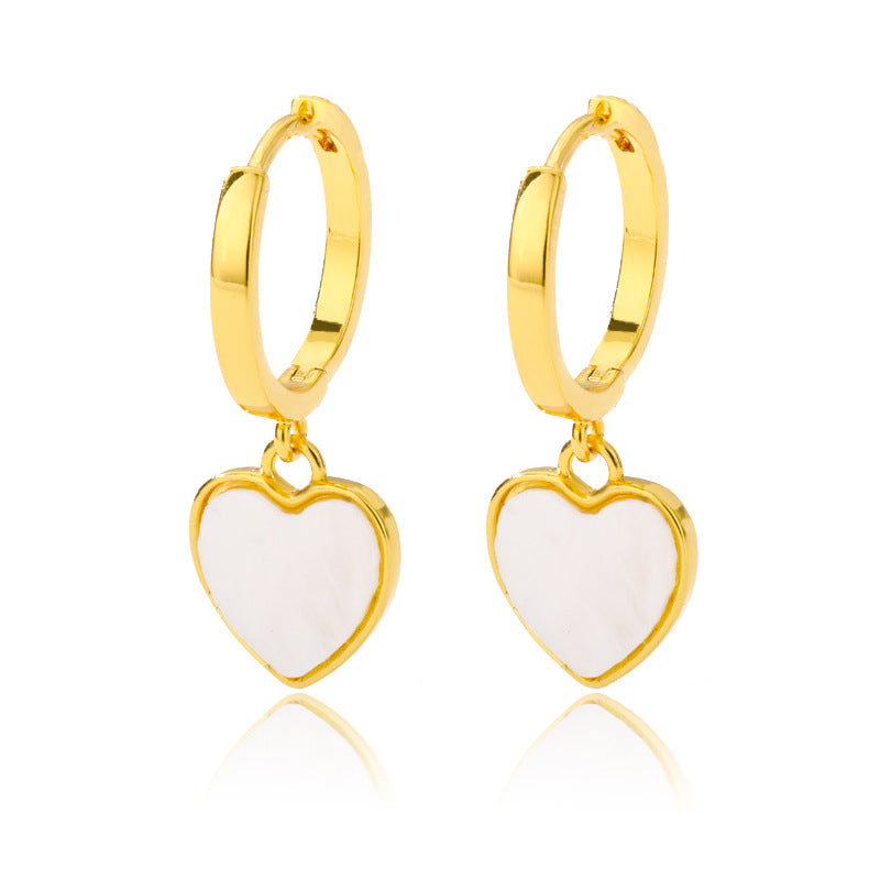 Heart-shaped Ear Clip Round Ring Earrings