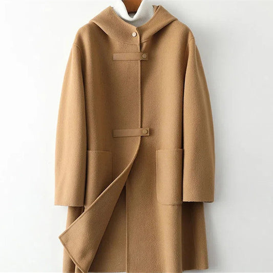 Loose Fashion Hooded Double-faced Woolen Goods Wool Overcoat