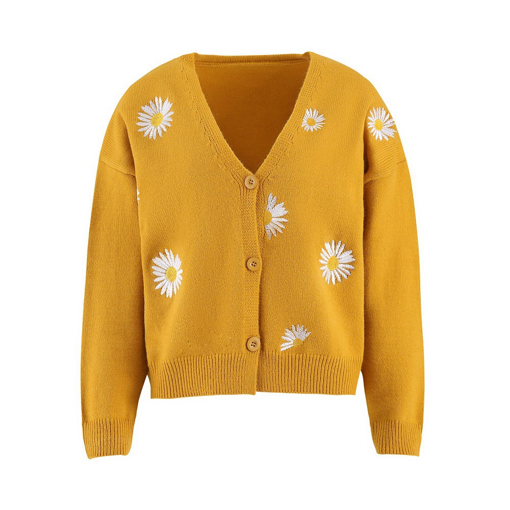 Women's Single-Breasted Cardigan Coat Chrysanthemum