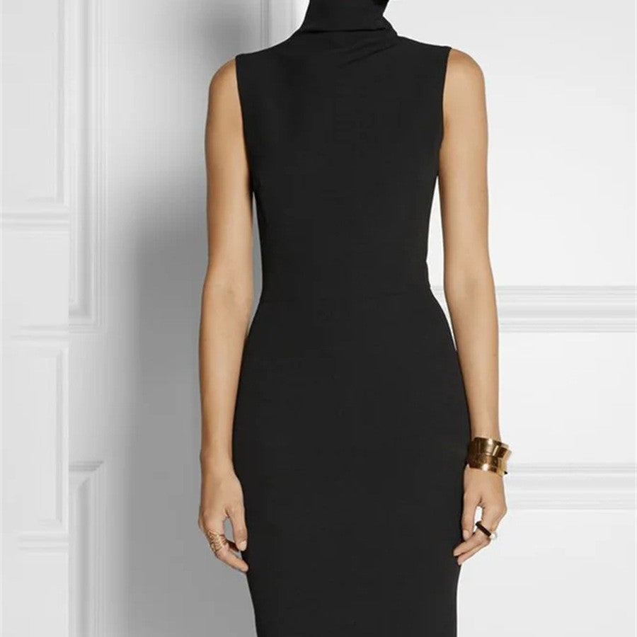 Turtleneck Regular Version Mid-length Dress