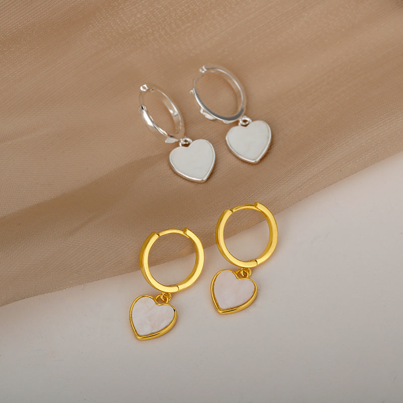 Heart-shaped Ear Clip Round Ring Earrings