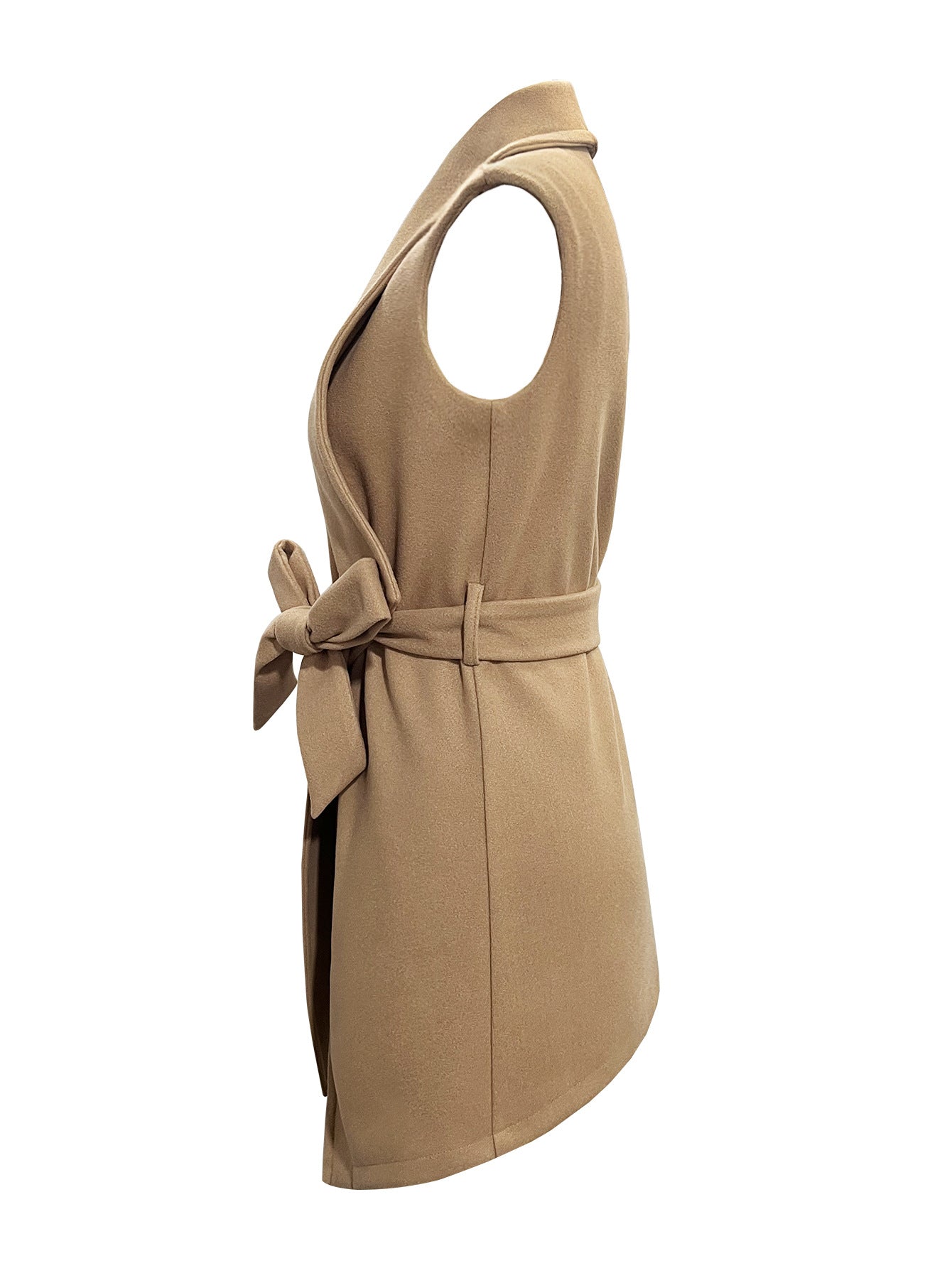 Sleeveless Wool Coat in a Solid Color for a Chic Look