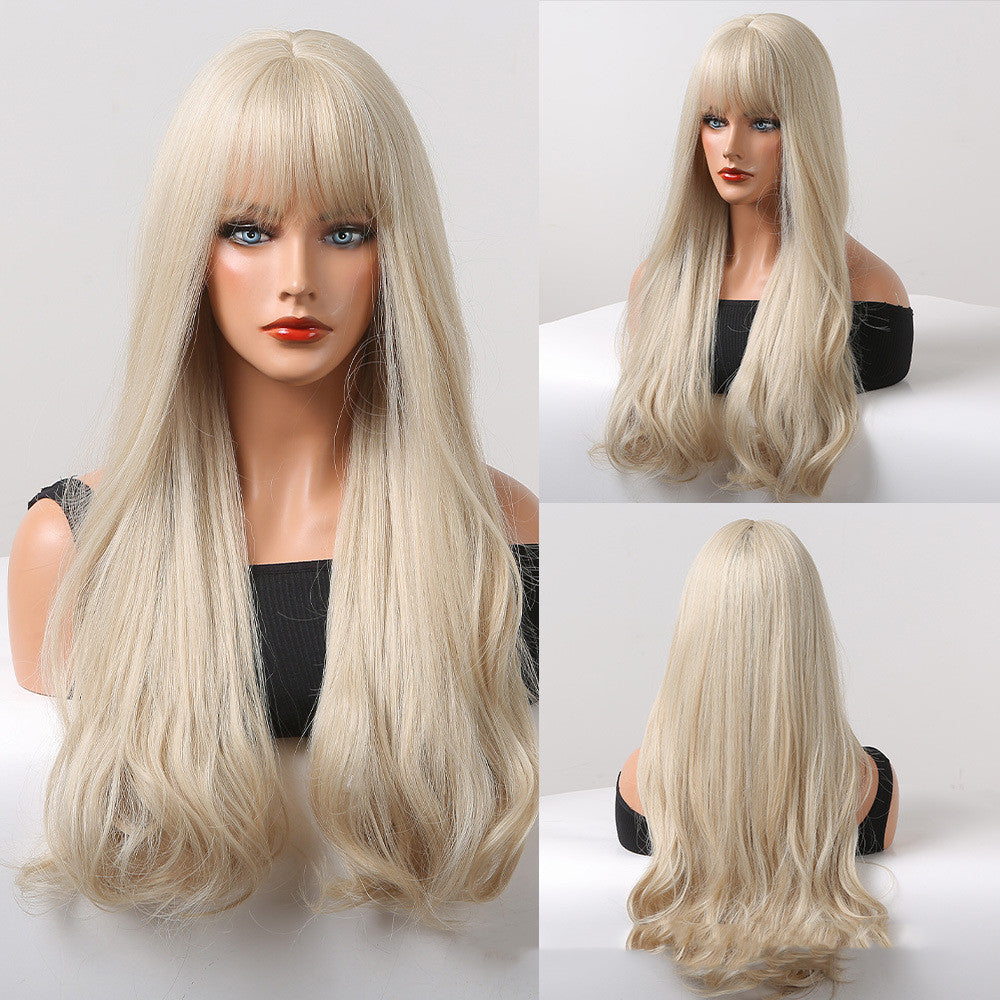 Women's Temperament In The Long Curly Hair Wig Head Set