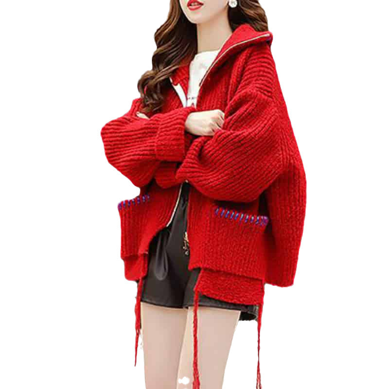 New Autumn and Winter Loose Chinese New Year Red Casual Jacket