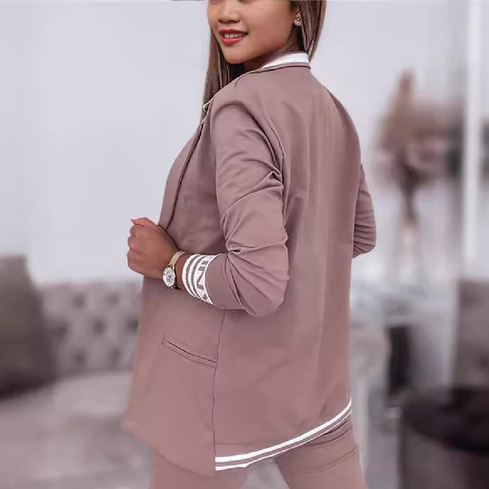 Long-Sleeve Suit Coat with Drawstring Pants, Casual Suit