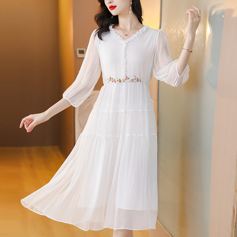 Women's Fashion Gentle Elegant Style Cinched Slimming Long Dress