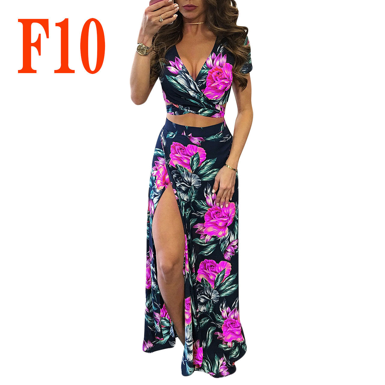 Printed Floral Dress Two-piece Suit For Women