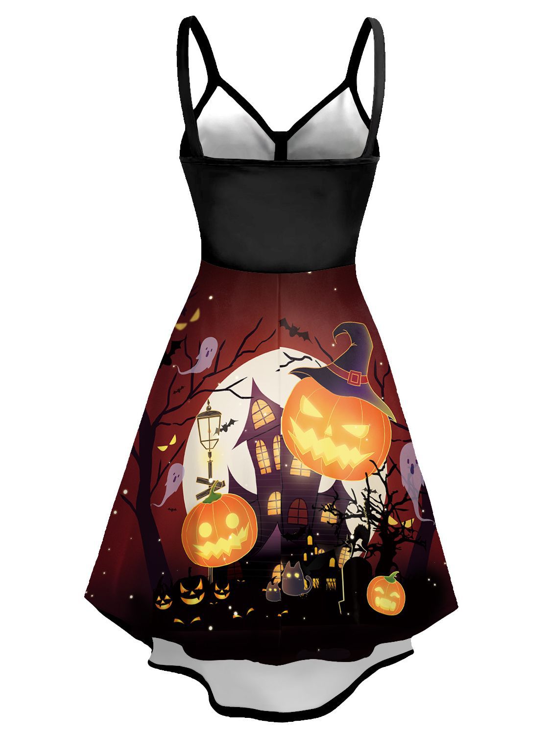 Celebrate Halloween in Style with a Skull Head Printed Slip Dress for Women