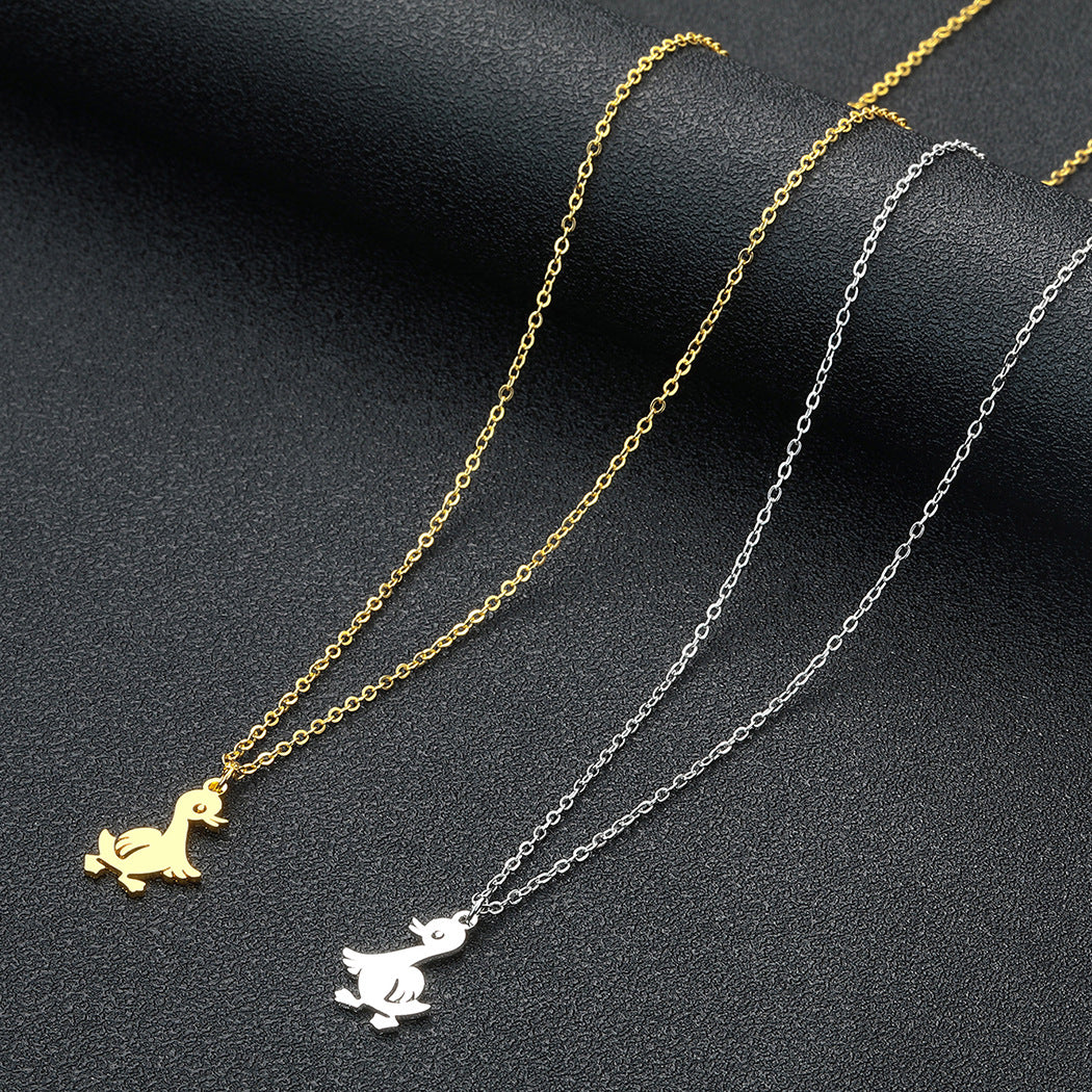 Style Cute Little Duck Simple Stainless Steel Necklace Ornament