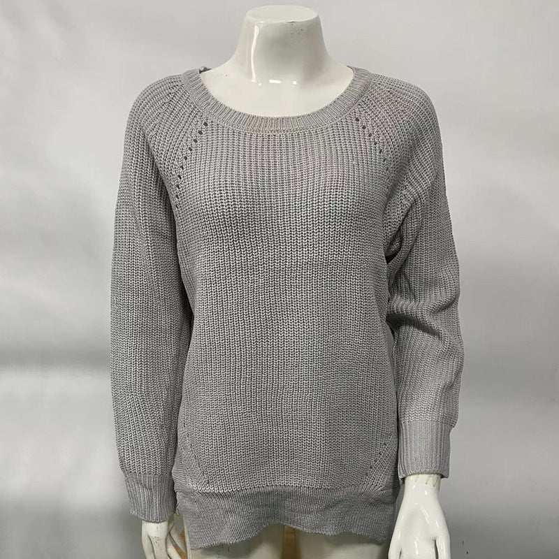 New European and American Hollowed-Out Knitted Sweater for Women