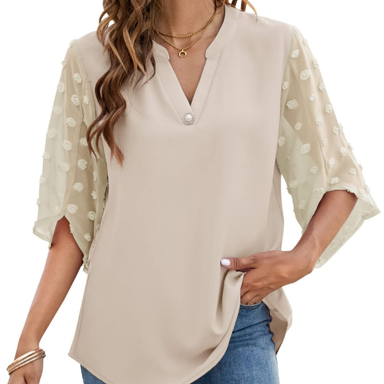 Casual Loose V-Neck Shirt Top – Comfortable and Stylish