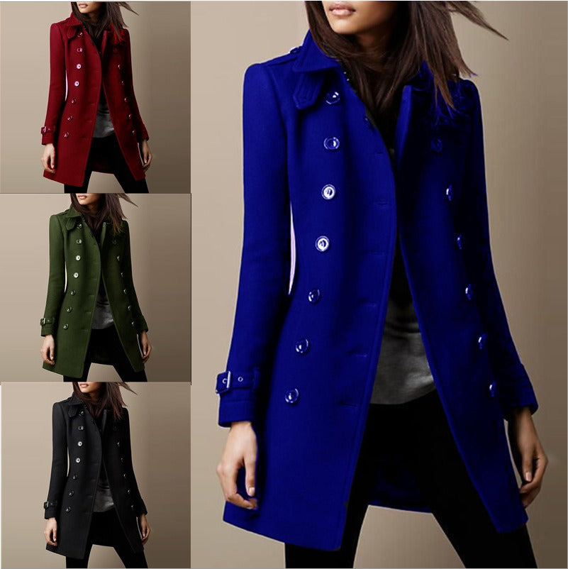 Autumn and winter double breasted casual women's jacket