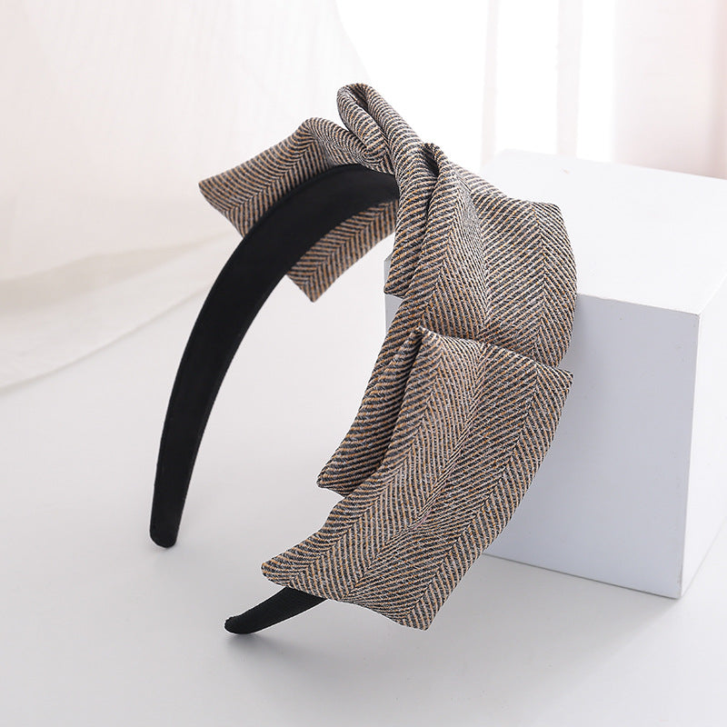 Fabric Striped Headband Flannel Non-Slip Hairpin