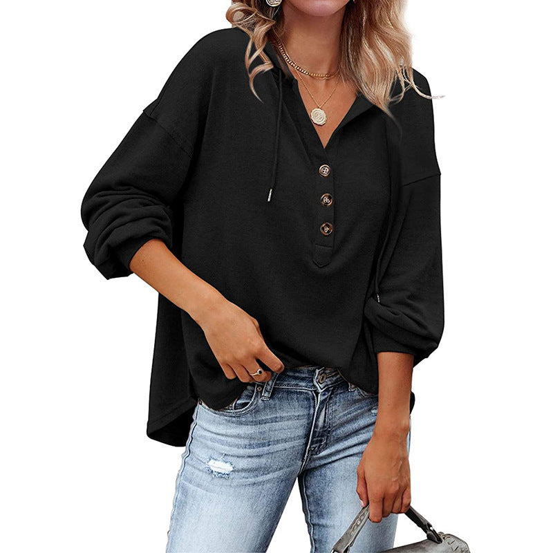 Women's Loose V-neck Long-sleeved Sweater