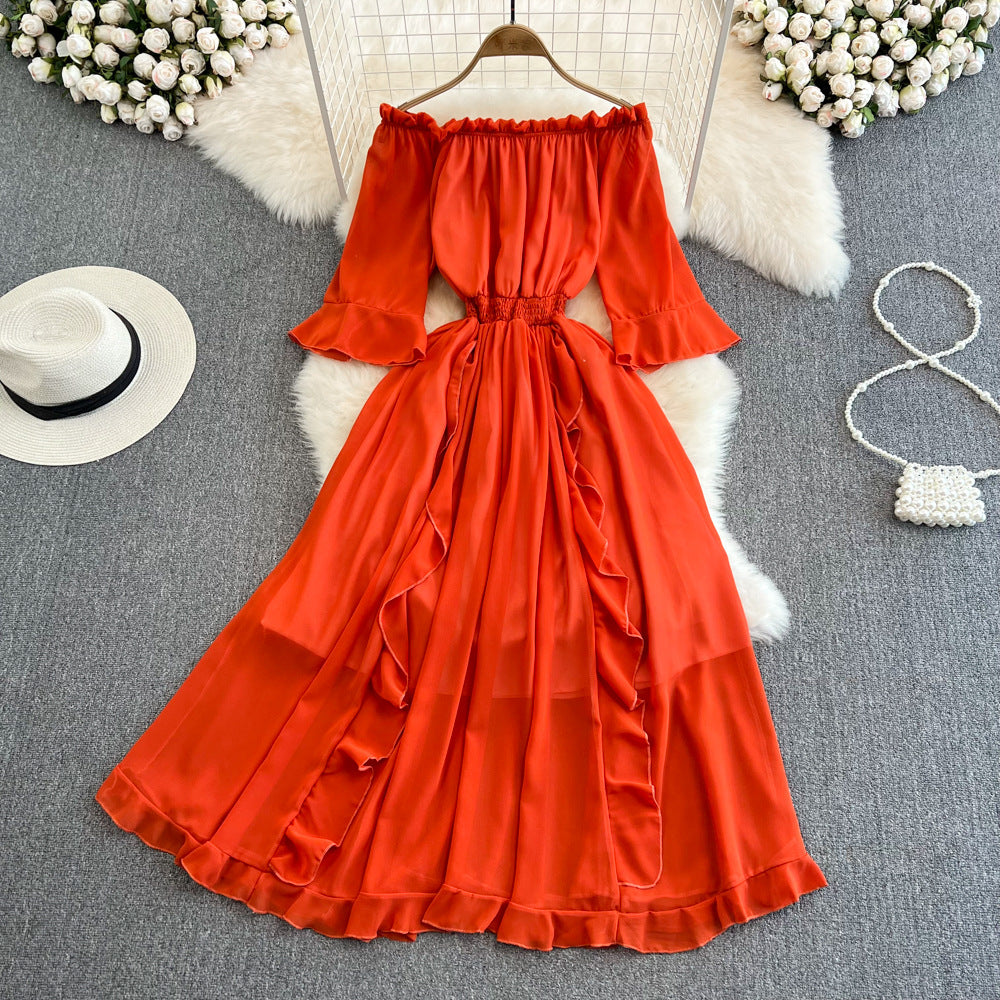 Women's Temperament Leisure Ruffled Chiffon Dress