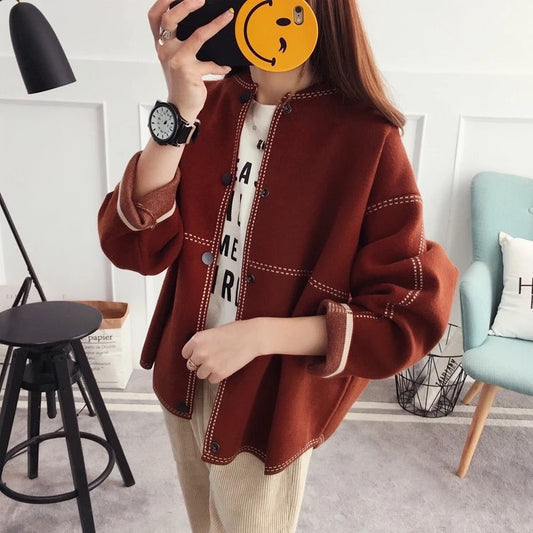 Woman's Korean-Style Sweater Cardigan for Autumn and Winter