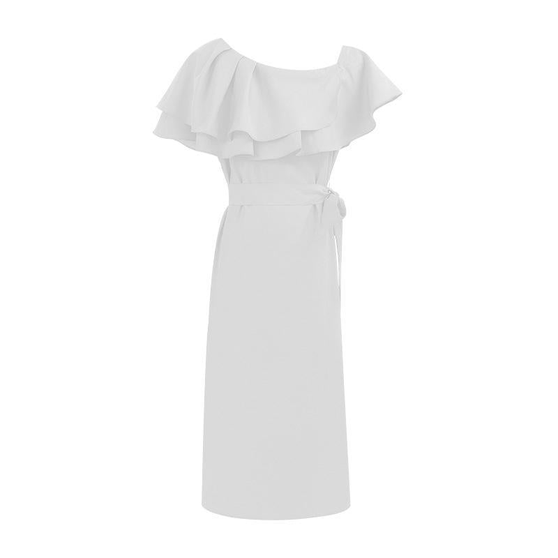 Women's Elegant Lady Oblique Shoulder Ruffles Dress