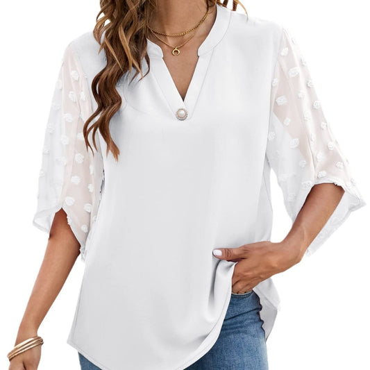 Casual Loose V-Neck Shirt Top – Comfortable and Stylish