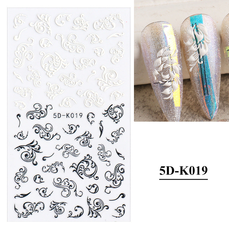 Three-dimensional Hollow White Bridal Lace Butterfly Nail Stickers