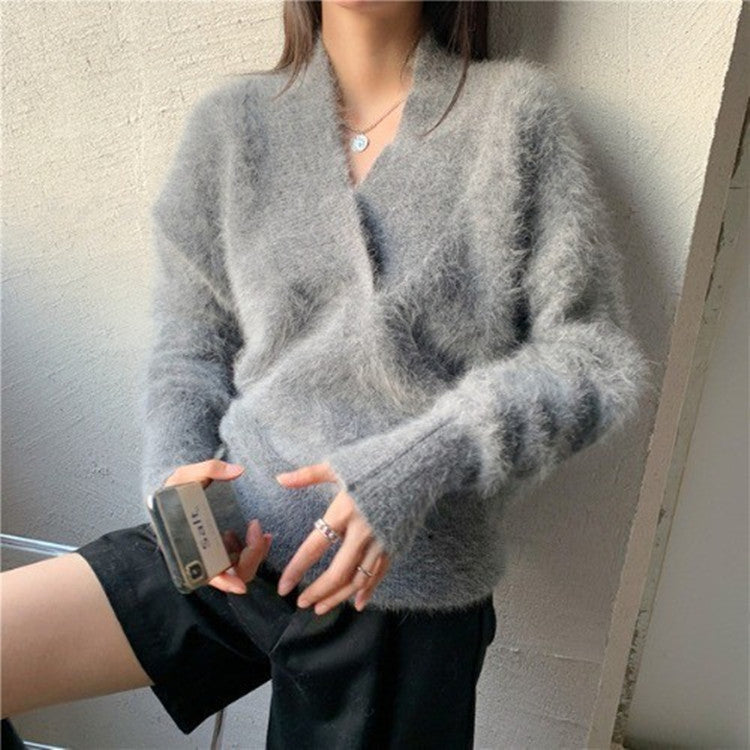 RatnaStyle Women's Solid Color Furry Pullover Sweater