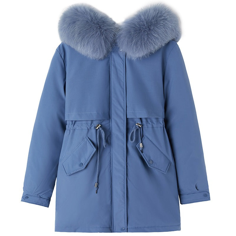 Cotton jacket, small stature, winter plush and thick oversized cotton jacket for women