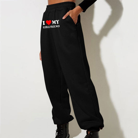 Women's Fashion Printed Casual Loose High Waist Workout Pants