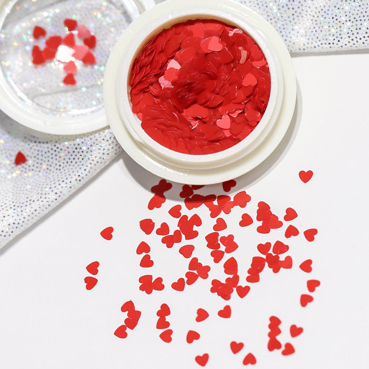 Ultra-thin Matt Peach Heart Nail Sequins