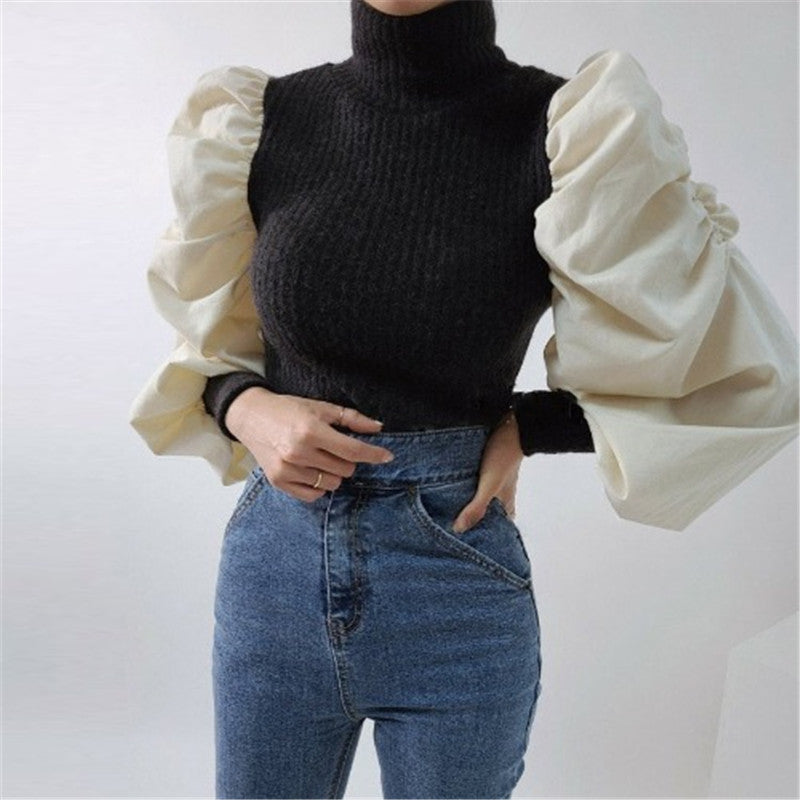 Fashionable Temperament Slim Round Neck Long Sleeve Blouse