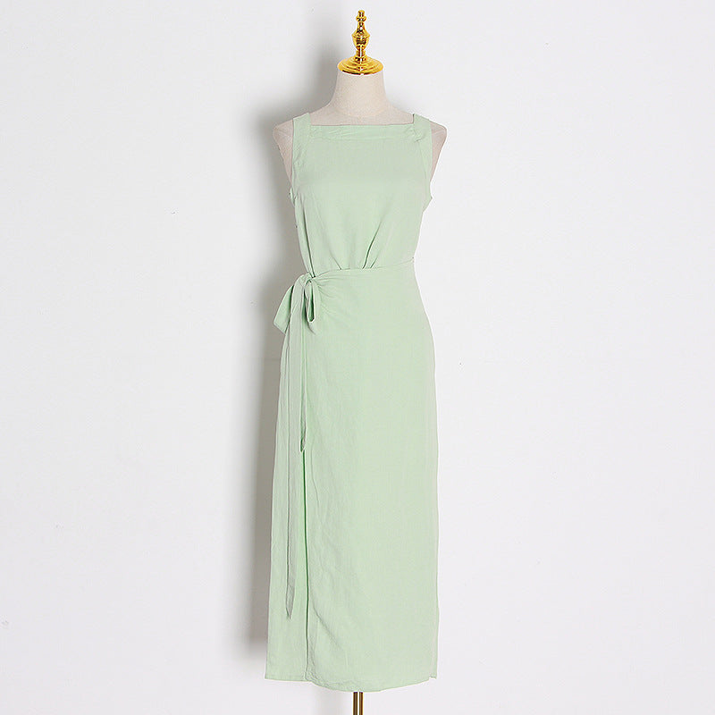 Elegant and Stylish Sleeveless Belted Dress for Women with a Touch of Allure