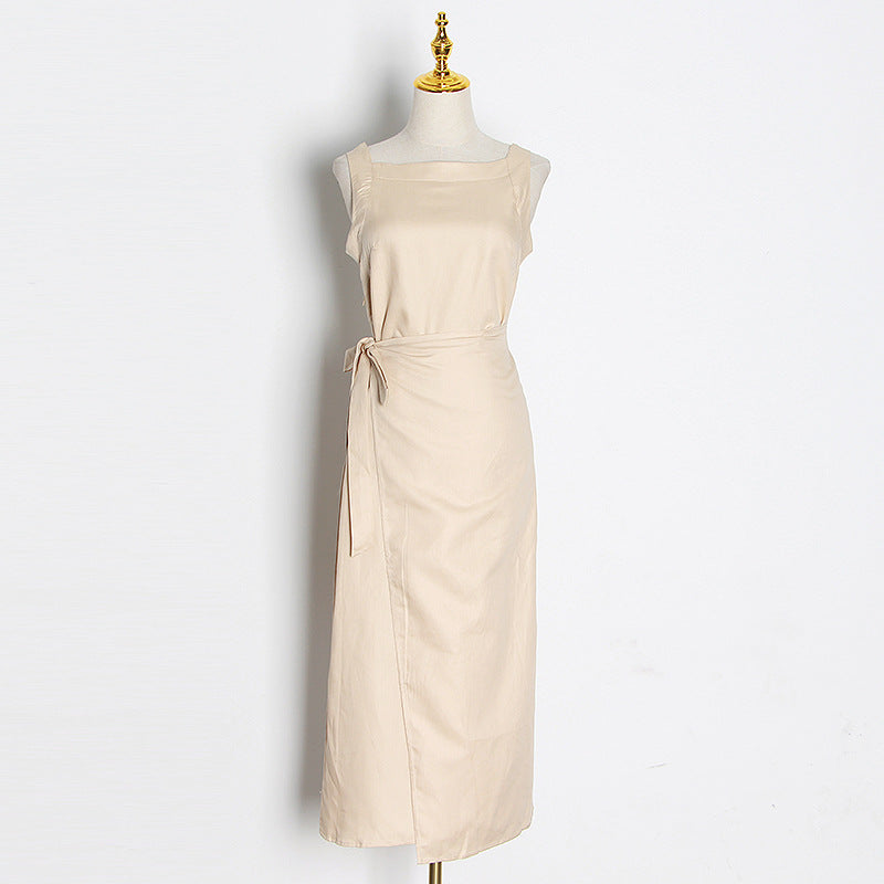 Elegant and Stylish Sleeveless Belted Dress for Women with a Touch of Allure