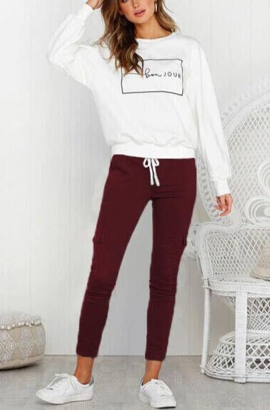 Stylish Women's Multi-Pocket Shrink Casual Pants