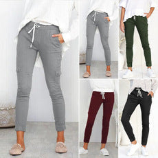 Stylish Women's Multi-Pocket Shrink Casual Pants