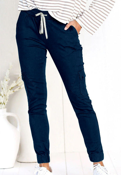 Stylish Women's Multi-Pocket Shrink Casual Pants