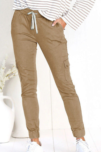 Stylish Women's Multi-Pocket Shrink Casual Pants