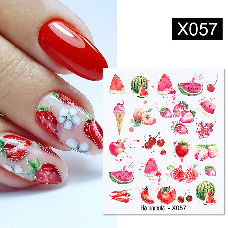 Fruit, Animal, Butterfly, and Flower Nail Sticker Set